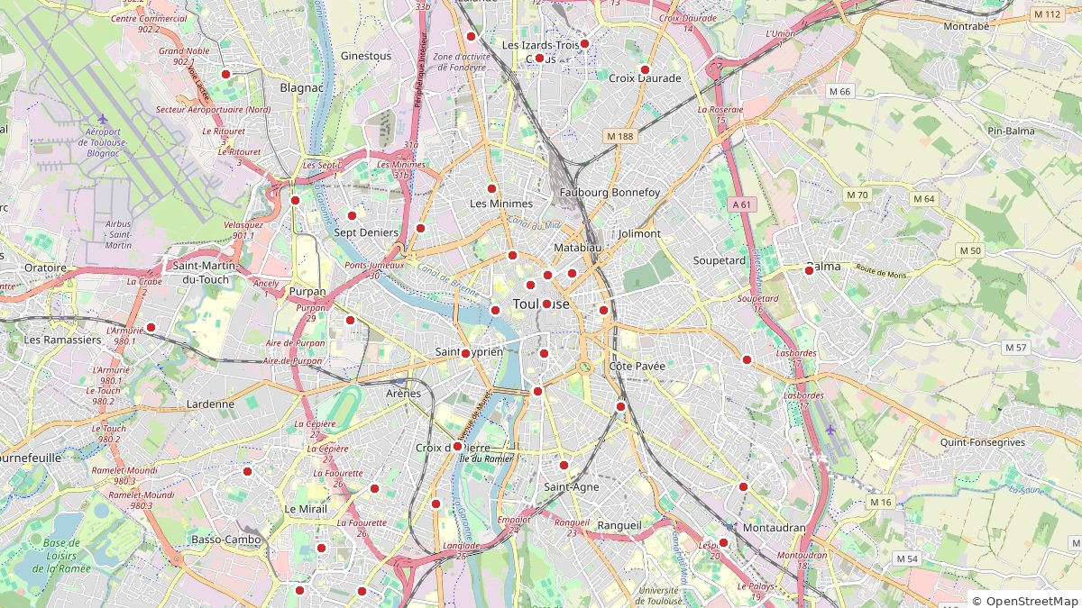 Carte des marchés de Toulouse